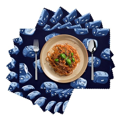 Sets de table thermorésistants Blue Dices 30,5 x 45,7 cm lavables - 3