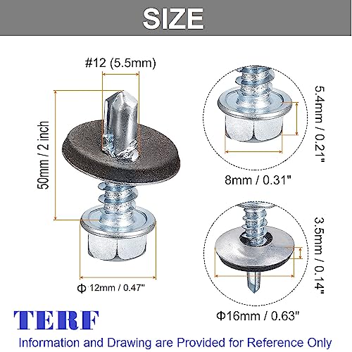 TERF Light Duty Sheet to Steel Roofing Screw 5.5mm X 50mm (No.12 X 2) Hex Head With EPDM Sealing Washer Self Drilling Self Tapping Roofing Screw - Pack of 25 - Image 3