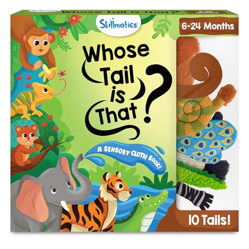 Image of Skillmatics Sensory Cloth Book - 10 Animal Tails, Interactive Baby Book with Crinkle Pages for Tactile Exploration, Early Learning & Sensory Play, Educational Toy & Gift for Babies 6-24 Months