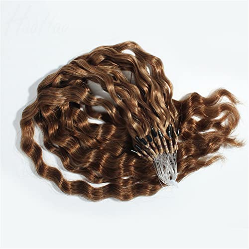 Extensions cheveux bouclés micro anneaux Remy brun 38cm 100 mèches - 2