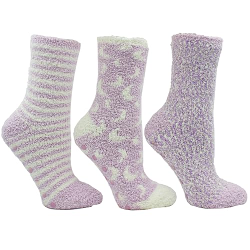 MinxNY Women's Essential Oil Infused 3 Pack Warm & Cozy Slipper Sock Aromatherapy Gift Box Set, Lavender Oil & Shea butter Infused