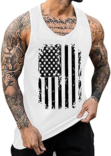 DGZTWLL Independence Day Tank Tops Men Fourth of July Sleeveless Gym Workout Tanks Funny Muscle Cut Off Patriotic T-Shirt