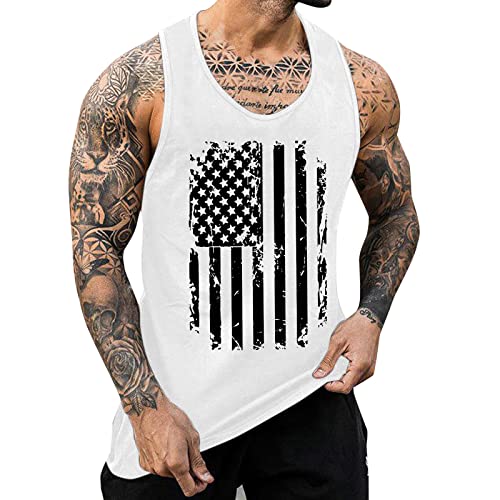 Dgztwll Independence Day Tank Tops Men Fourth Of July Sleeveless Gym Workout Tanks Funny Muscle Cut Off Patriotic T-Shirt #TOP24