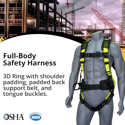 AFP Demon Fall Protection Comfortable Safety Harness (OSHA/ANSI PPE), Harness for Men Construction, Safety Harness Fall Protection Kit