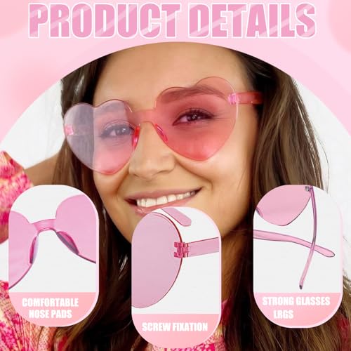 24 Pairs Heart Sunglasses Candy Heart Shaped Glasses Rimless Colored Sunglasses for Women Party Favors4