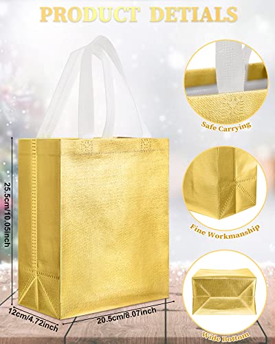 Eccliy 80 Pieces Gift Bags Set Glossy Reusable Tote Bags With Handles Grocery Bags For Wedding, Bachelorette Party, Christmas (Rose Gold, Gold, Silver,Medium) #TOP3