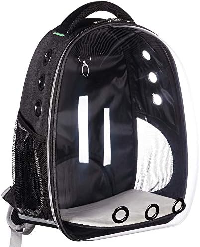 LEMONDA Creative Transparent Pet Backpack Carrier Breathable Capsule Traveler Airline Approved for Cats and Dogs (Pink)
