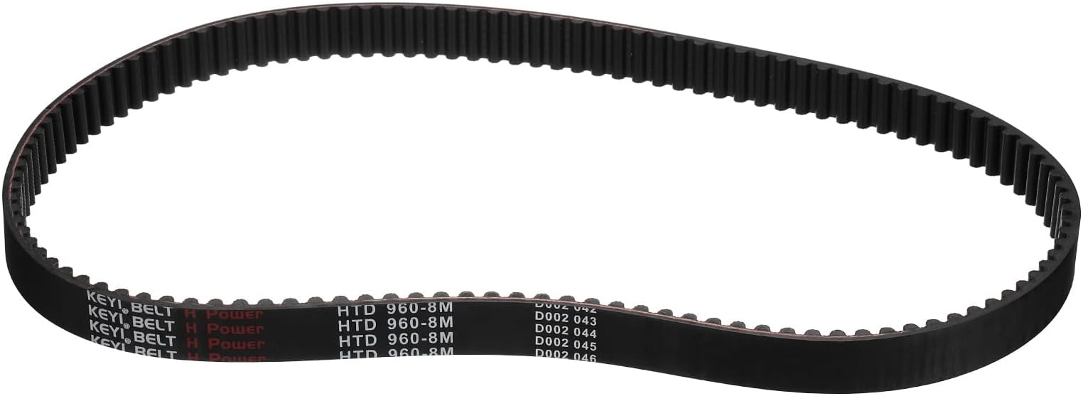 sourcing map 960-8M-20 Timing Belt, 960mm Pitch Circumference x 20mm Width x 6mm Height, 8mm Pitch, 120 Teeth, Black Rubber Synchronous Belt