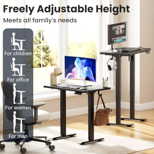 Image of 32x19 inch Electric Standing Desk, Small Desk Adjustable Height Black