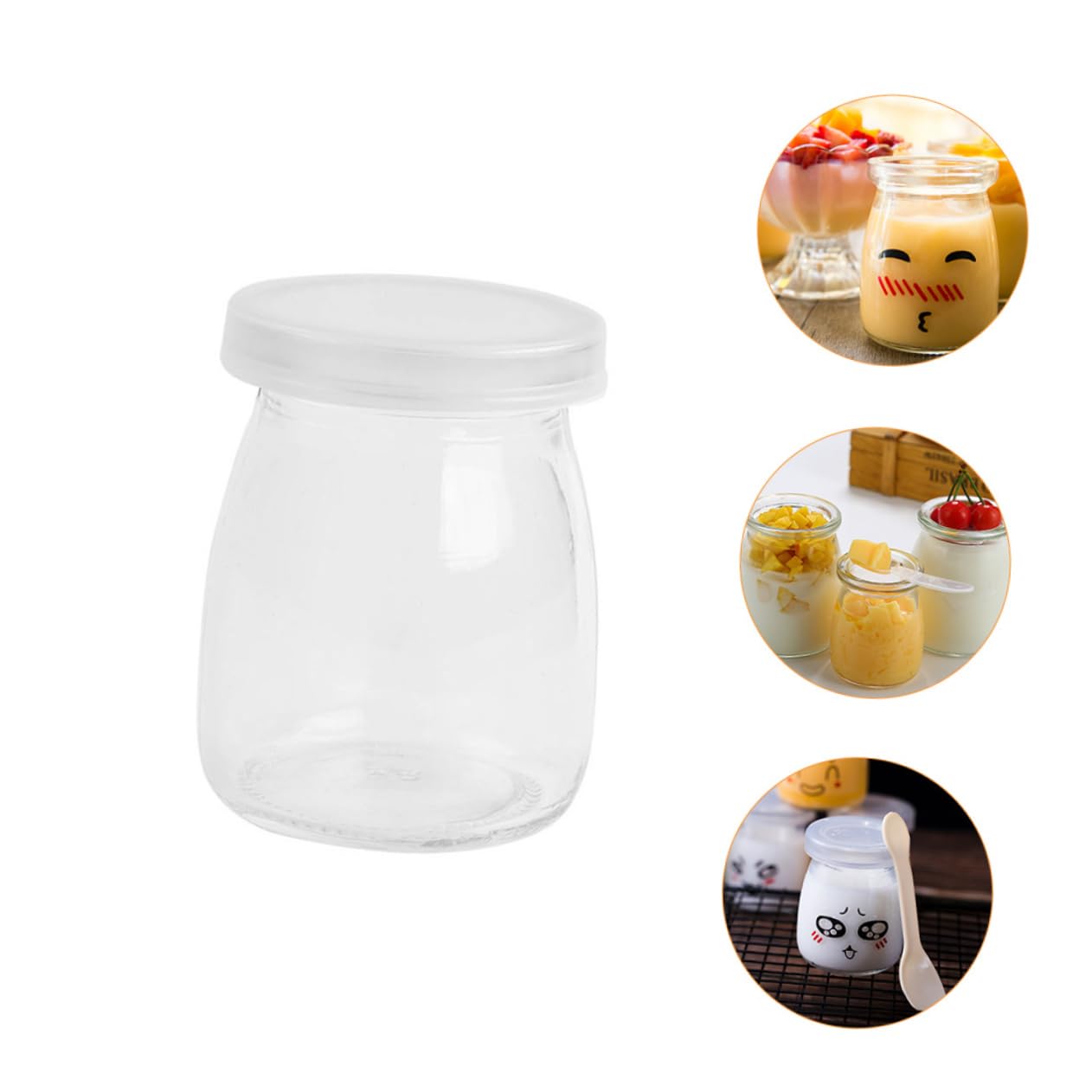 Cabilock 10 Puddinggläser mit Deckel 200 Ml Glasbehälter mit Breiter Öffnung Hitze und Kältebeständig 10 Stück für Pudding und Joghurt