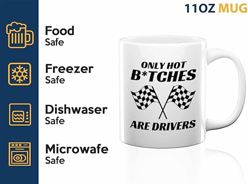 Miniatura 4 de Racer Coffee Mug 11oz White - Only Hot Drivers - Fuel Speed Racer Car Guys Circuit Automotive Racing Boy Gifts For Him Dad Men Boyfriend