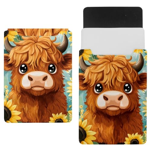 Housse ordinateur portable 35,1x25,9 cm motif vache des Highlands marron