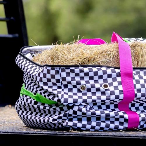 Jeffers Expression Full Bale Hay Bag, 44\" L x 22\" W x 18\" H - Durable Ripstop Hay Tote for Horses, Barn, Trailer or Farm Storage, Water Resistant Full Size Square Carrier with Zipper - Skater Cowgirl
