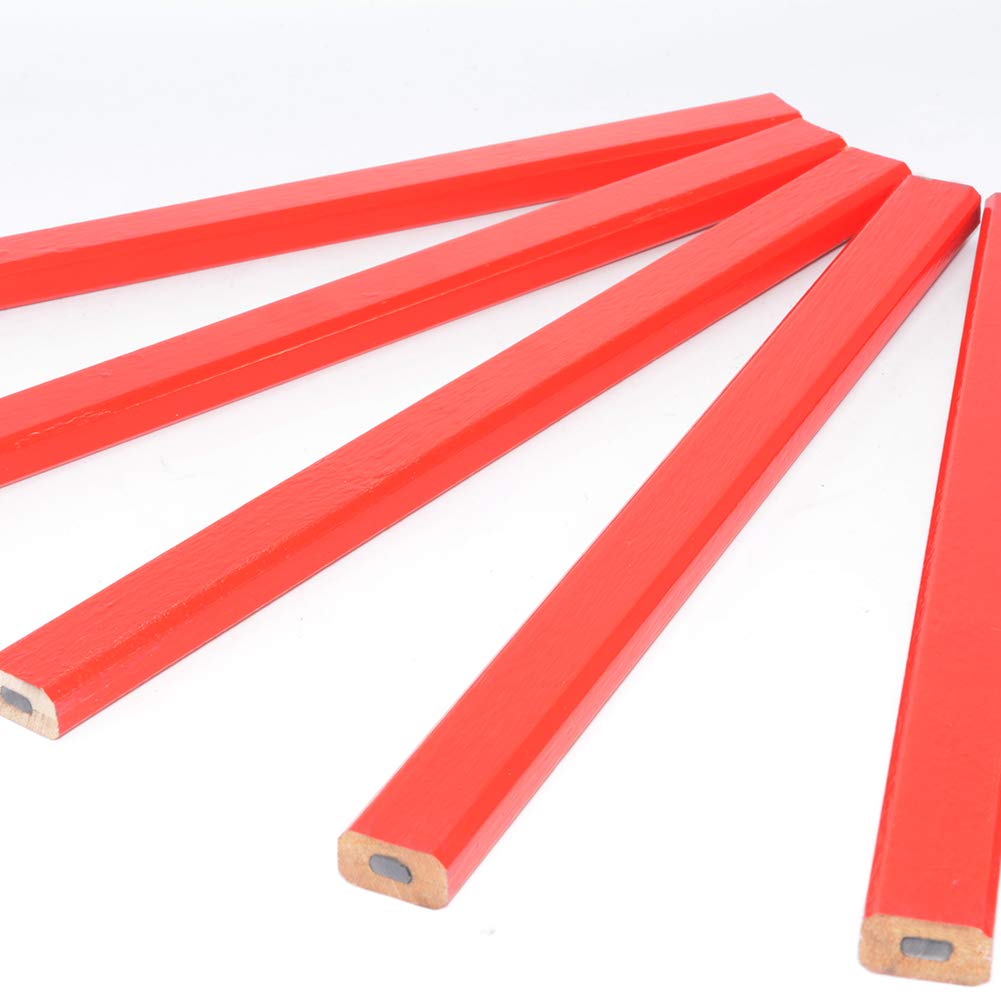 Lot de 72 Crayons de Menuisier Octogonaux Rouges et Dures de 17,8 cm - Outil de Marquage