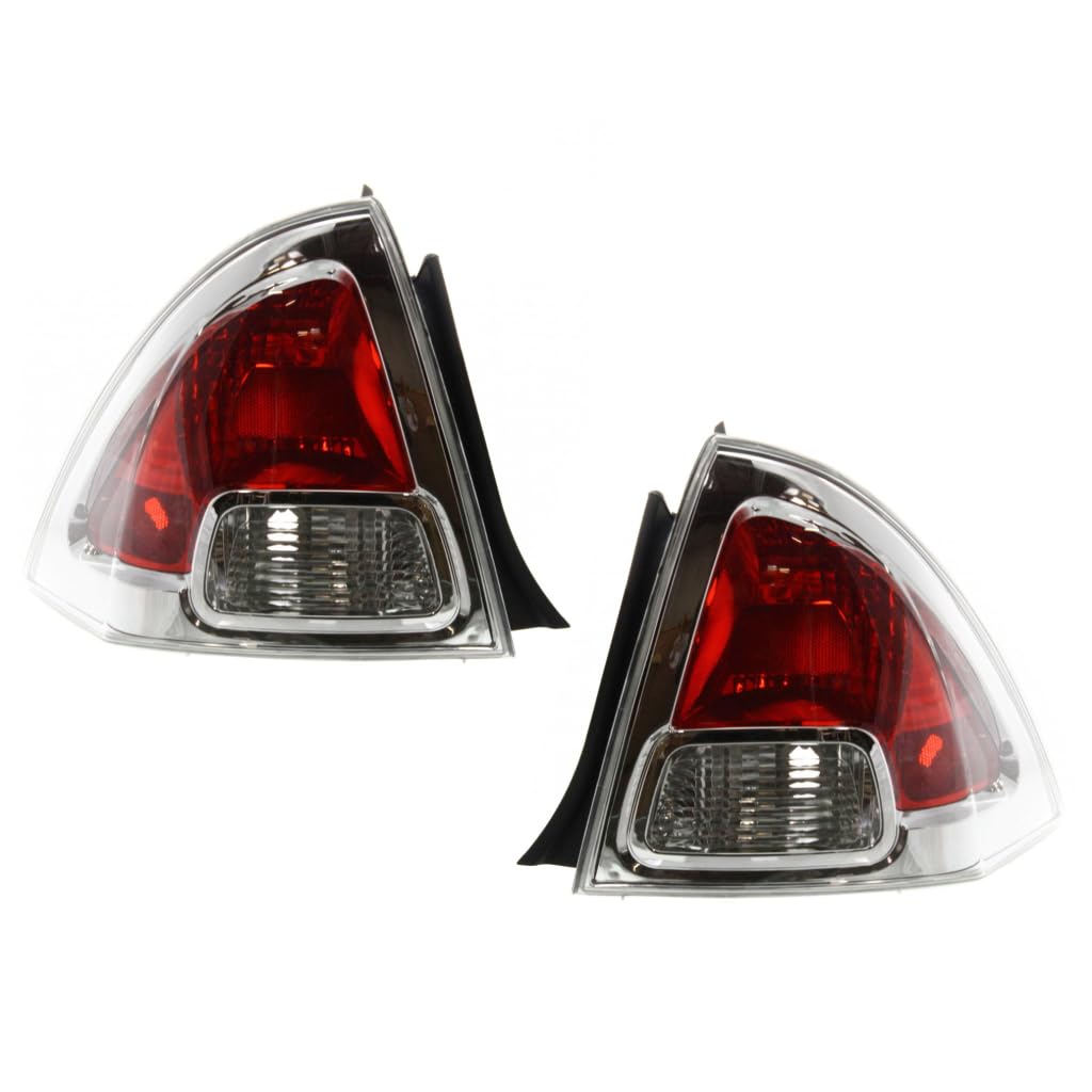 For Ford Fusion 2006 2007 2008 2009 Tail Light Driver and Passenger Side | Pair | Clear and Red Lens | Replacement For FO2818123, FO2819113 | 6E5Z13405B, 6E5Z13405A, 6E5Z13404B, 6E5Z13404A