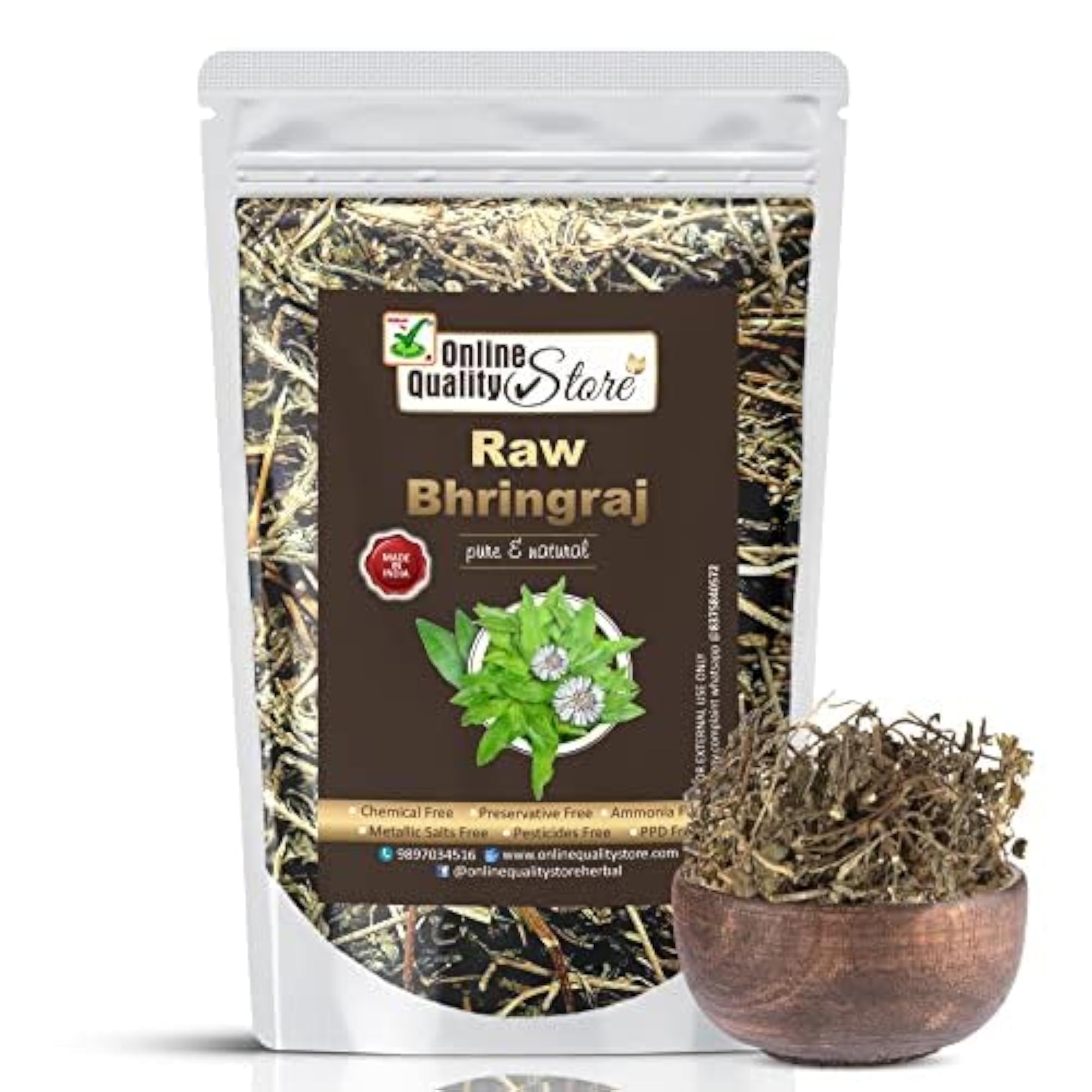 Raw Bringaraj Dry Leaves Powder for Hair Nourishment