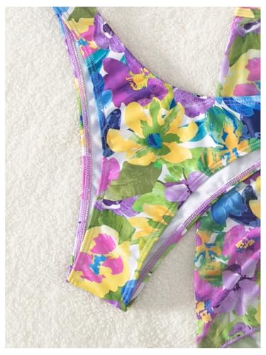 Image of RoseSeek Women's 4 Piece Polka Dots Bathing Suits Cover Up Skirt & Bandana