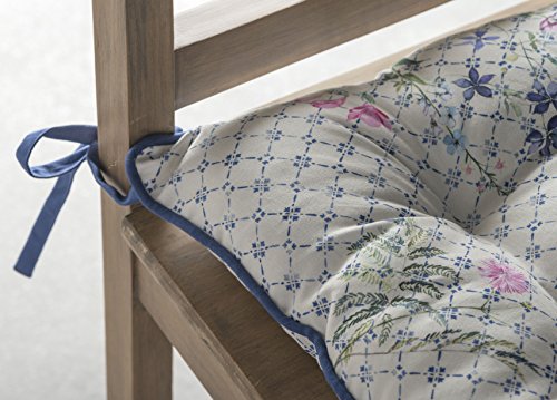 Maison D' Hermine Chairpads 16"X16" 100% Cotton Comfortable Set Of 2 Chair Pads With Ties Polyester Filling Cushion/Pillow For Dining, Office, Kitchen, Home & Living Room, Faience - Spring/Summer #TOP4