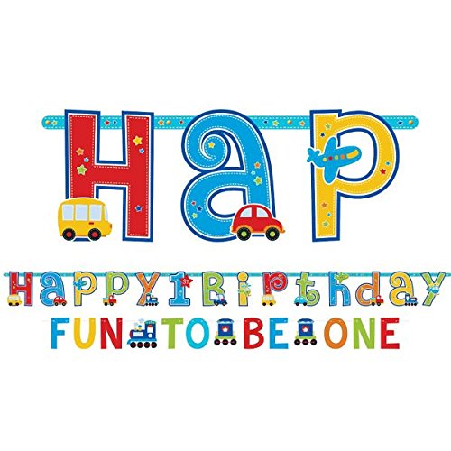 Festone Scritta Primo Compleanno Bambino in cartone 210 cm