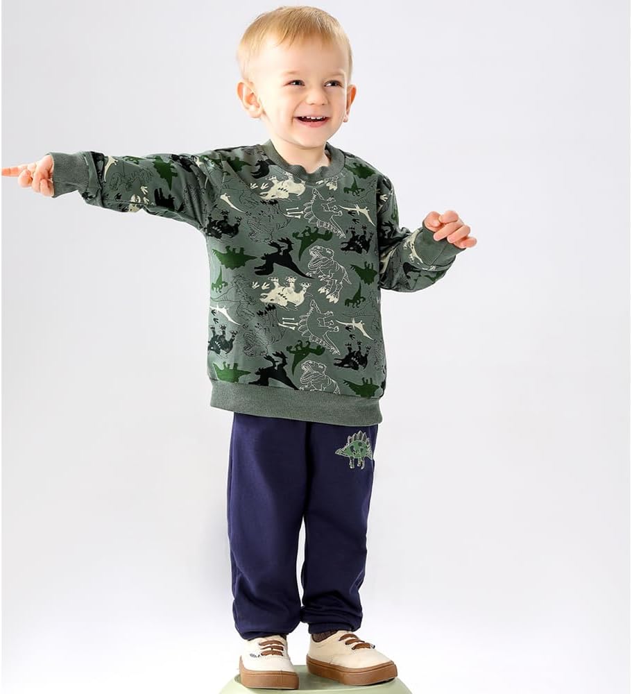 GFQLONG Toddler Baby Boy Fall Winter Sweatshirt Outfit Clothes Long Sleeve Pullover Tops Joggers Pants Set - Image 4