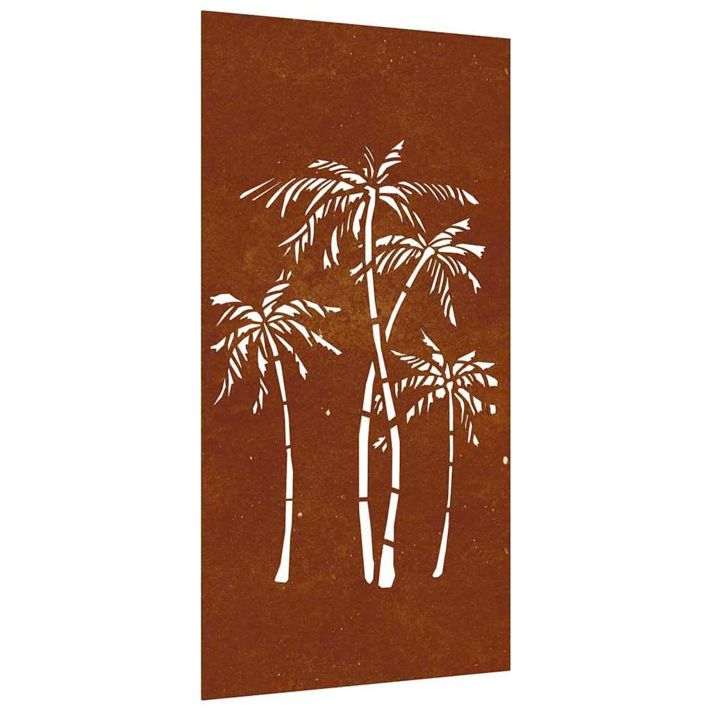 vidaXL Décoration murale jardin 105x55 cm acier corten design palmier, décoration murale extérieure, art mural de jardin, décoration murale en métal