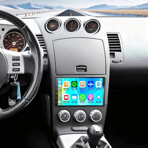 2G+64G Upgrade Car Stereo for Nissan 350Z 2003-2009 with Carplay Android Auto for 03-09 350Z Radio 2 Din w/7 Touchscreen Bluetooth EQ GPS Navi WiFi DSP FM/RDS Mirror Link SWC Backup Camera Mic