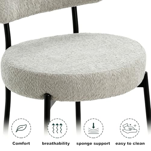 Image of Bar Stools, 30 inch Tall Bar Stools Set of 3, Boucle Upholstered Counter Height Bar Stools, Modern Bar Chairs Metal Frame with Back and Footrest for Kitchen Island,Gray Barstools