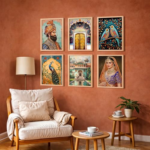 Image of NoWorries Wall decor Paintings for living room - Premium Modern art Wall Poster Paintings for Home Decoration (Pattern- Traditional art) (13x17inches) Set of 6