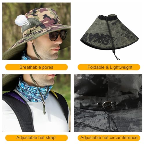 Image of Wide Brim Sun Hat for Men Women UV Protection Ventilated Summer Hats for Fishing Hiking Garden Beach