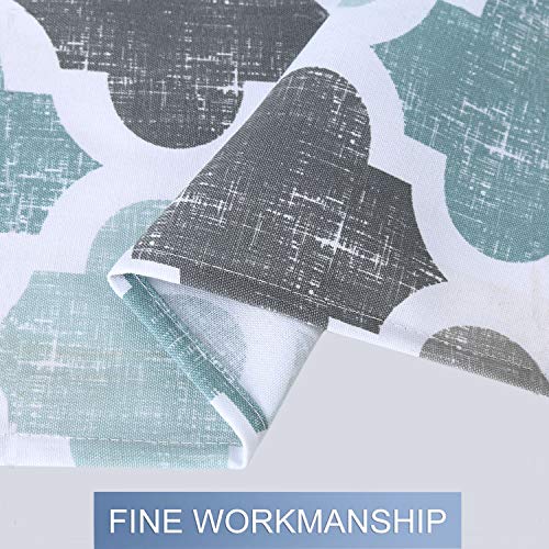 Haperlare Tier Curtains, Geometric Pattern Short Window Curtain For Bathroom, Cotton Blend Trellis Design Half Window Kitchen Cafe Curtains, 28" X 36", Gray/Aqua, Set Of 2 #TOP3