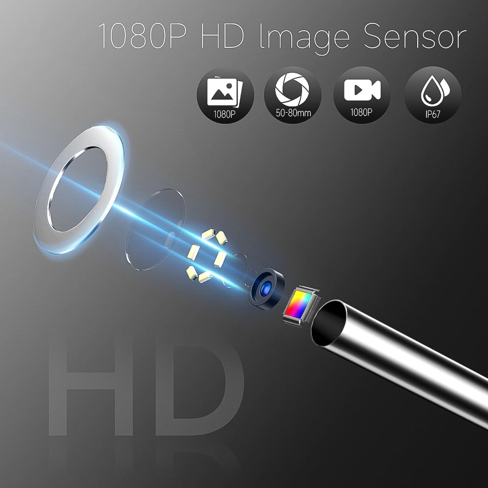 2 In 1 Endoscoop 2MP 8mm HD Waterdichte Industriël... – Grandado