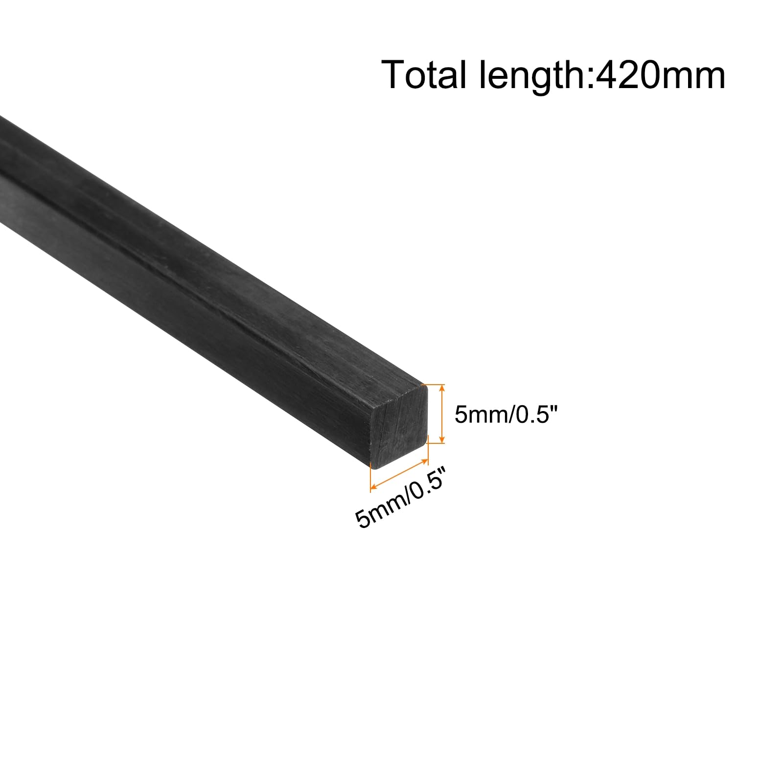 QUARKZMAN 2 Pcs Barres en Fibre de Carbone Plate 5x5mm de 420mm de Longueur pour Cerfs-Volants, Avions RC
