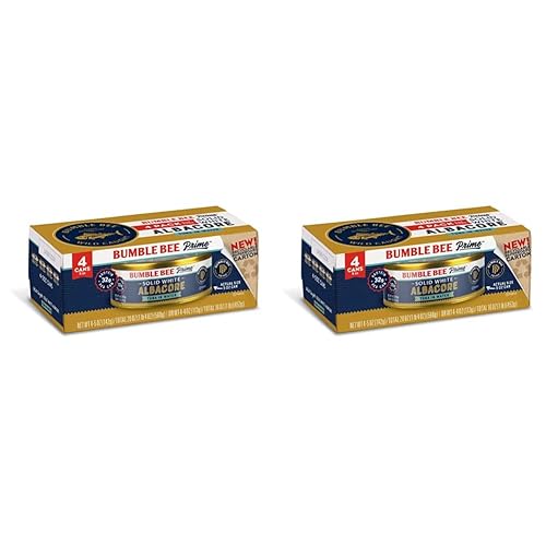 Bumble Bee Prime Atún blanco blanco sólido en agua, atún capturado en la naturaleza premium, 1.18 onzas de proteína por porción, proyecto verificado