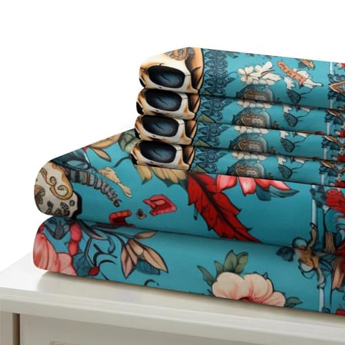 Funda edredón de calavera rosa en microfibra suave con estampado 3D 7