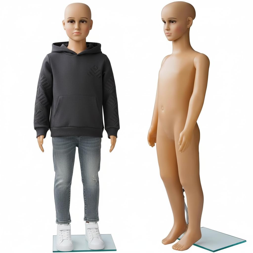 Mucola Schaufensterpuppe Kind 110 cm Mannequin Dekopuppe PE-Plastik Hell | Kinderpuppe Modepuppe Schneiderpuppe beweglich Verschiedene Posen | Schaufenster Display Deko Puppe Kinderbekleidung Laden