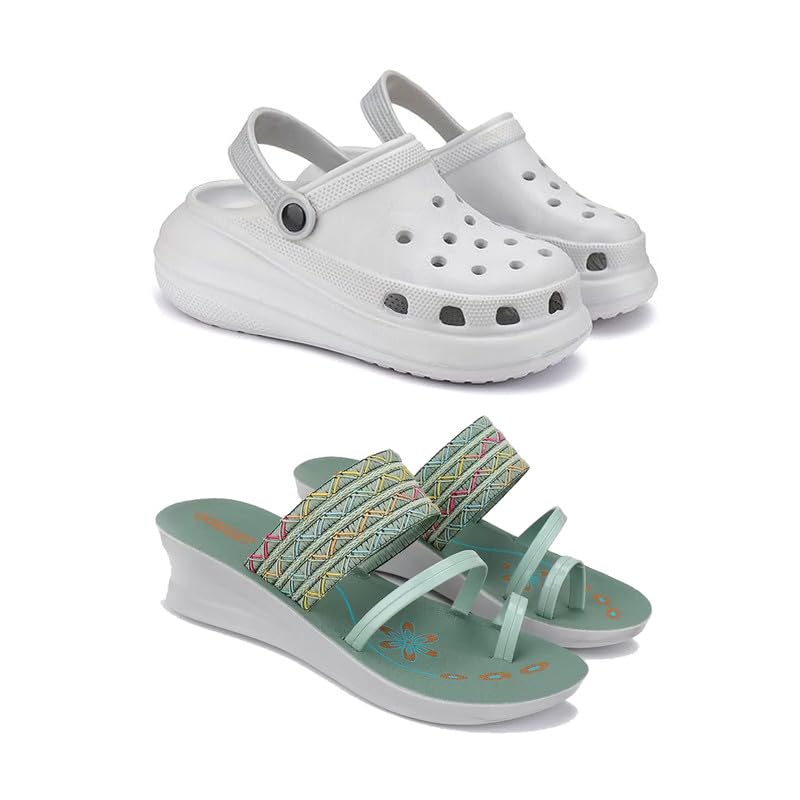 Premium Comfortable Regular Wear Women Clogs with Stylish Flats Fashion Sandal for Women's & Girls-Combo(2)-OO5-1948-6 Green(COMBO(2)-OO5-1948-6_BZ)-EURO-37-image-18