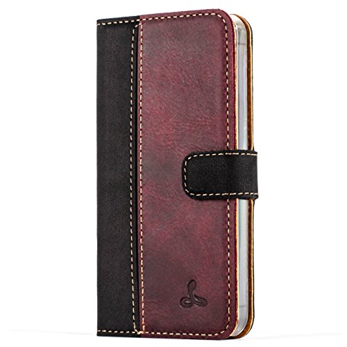 iPhone 5   5s   SE Case, Snakehive Vintage Collection Apple iPhone 5   5s   SE Wallet Case in Nubuck Leather with Credit Card Note Slot for Apple iPhone 5   5s   SE (Black and Plum)