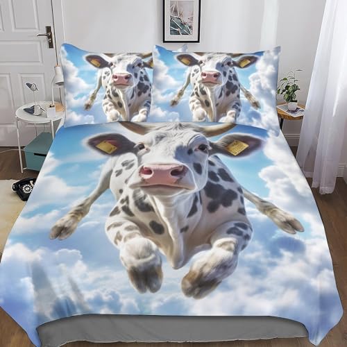 Funda nórdica de vacas voladoras para dormitorios juveniles modernos 2