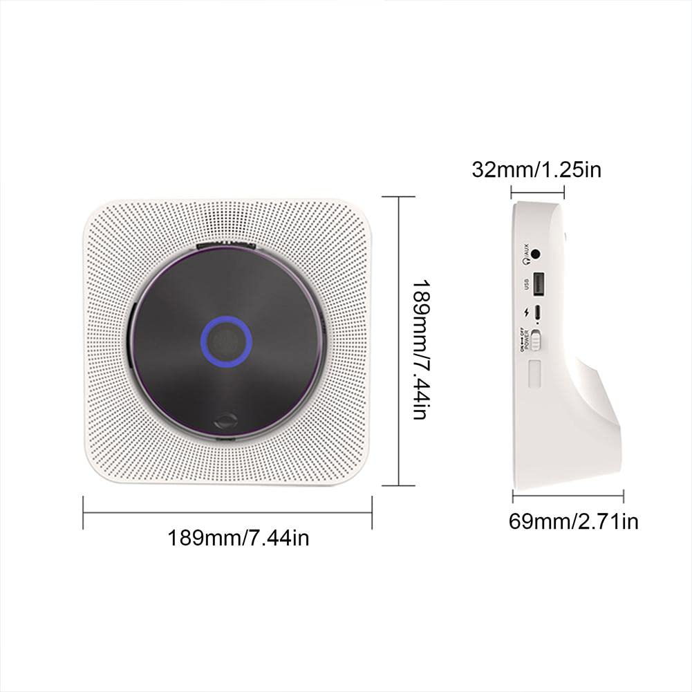 Lettore CD Portatile, Lettore CD Musicale a Tempo definito, Radio Audio Surround Compatibile con Bluetooth MP3 USB, Altoparlante Stereo su Disco per Bambini, Anziani, Genitori e Amici