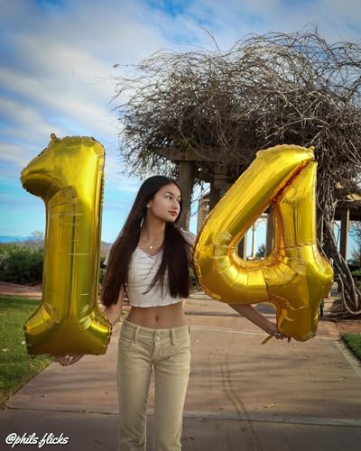 Image of Gold 4 Balloon, Number Balloon 40 Inch, 4th Gold and Black Party Decorations, Four Large Numbers for Party Decor, Number 4 Balloon