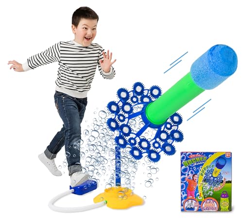 Rocket launcher that releases a stream of bubbles
