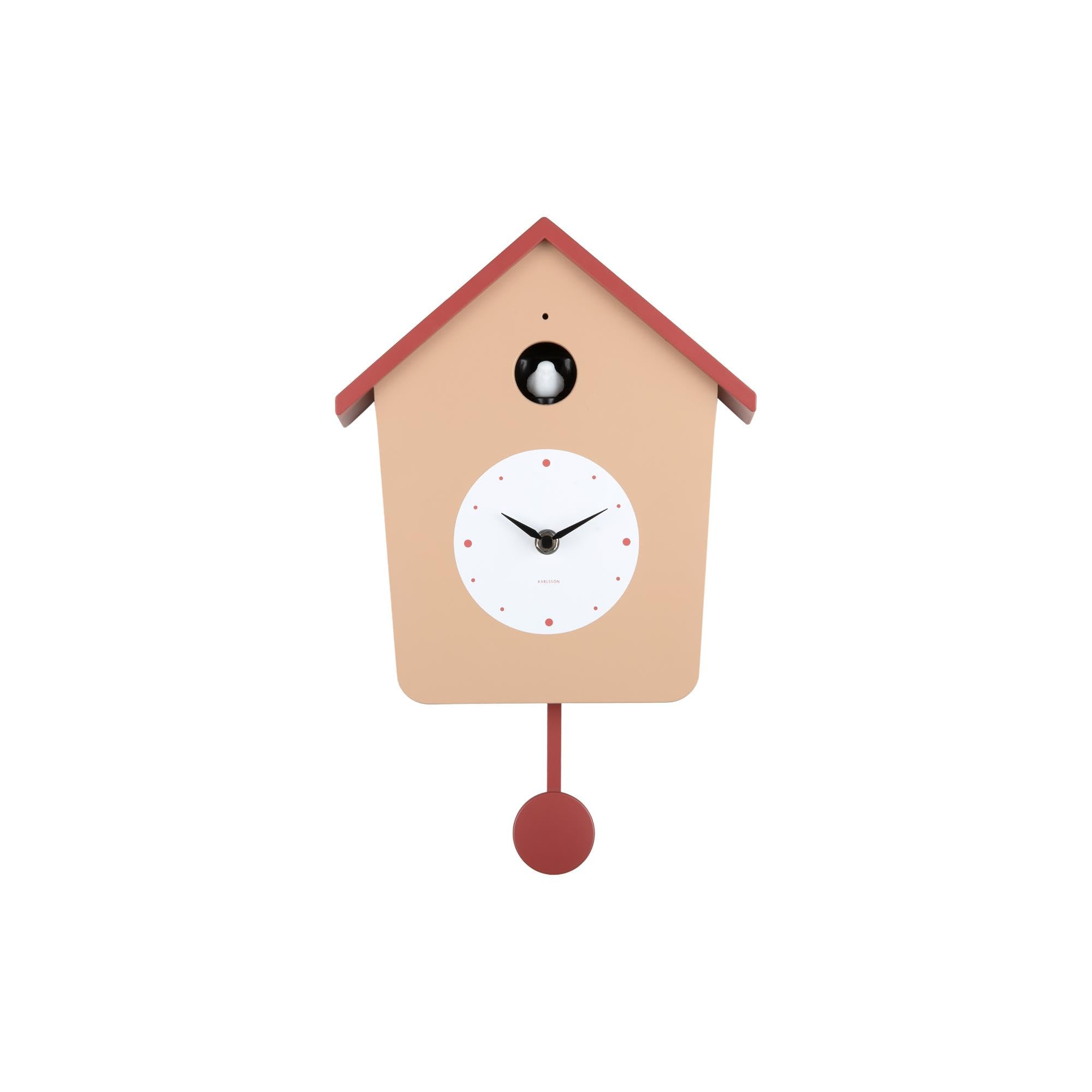 Karlsson Horloge murale Cuckoo Light - Marron doux - 23 x 10,5 x 26,4 cm | Rectangle - Polystyrène - Horloges pour Salon - Bureau - Chambre à coucher
