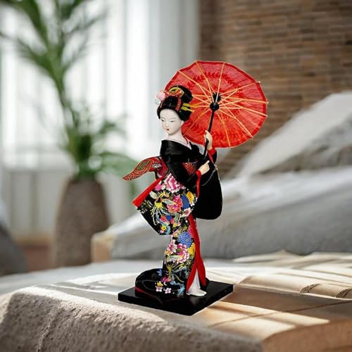 FLCPJGV Japanese Geisha Kimono Doll Geisha Kimono Statue Asian Geisha Collectible Figurine 10 inch for Table Centerpieces,Living Room, 25 cm