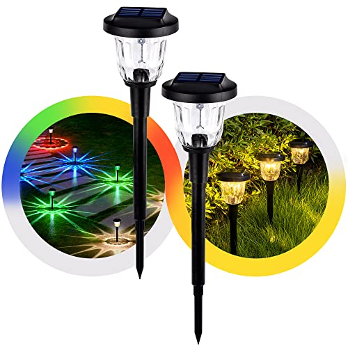 Gigalumi Solar Pathway Lights 14 Pack, Color Changing And Warm White Led Waterproof Outdoor Solar Lights, Solar Powered Garden Lights For Patio, Yard And Garden #TOP1