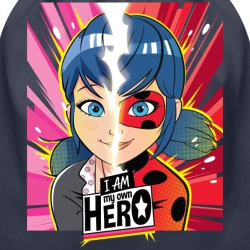 Miniatura 2 de Spreadshirt Miraculous Merchandise I Am My Own Hero Mariquita Marinette Bolsa de algodón con cordón, Azul Marino, talla única , Cordón