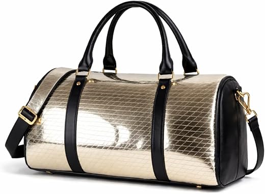 Strutt Shimmer Silver Duffel Bag for Women | 27L Cabin Carry-On Travel Bag | Faux Leather Weekender Bag with Trolley Sleev...