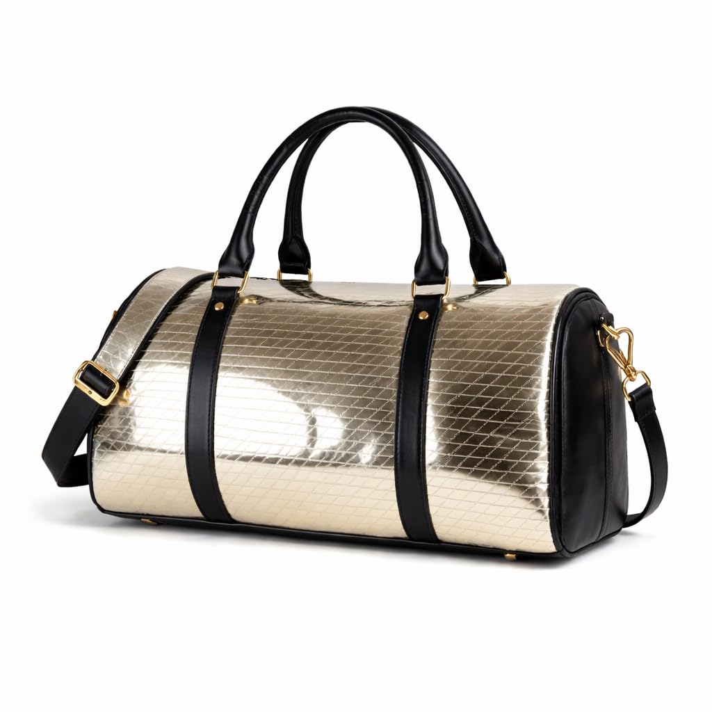 Strutt Shimmer Silver Duffel Bag for Women | 27L Cabin Carry-On Travel Bag | Faux Leather Weekender Bag with Trolley Sleev... - Review, Price and Buying Guide