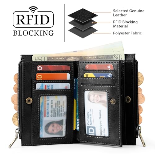 Image of XINNSTAR Small Wallet for Women RFID Blocking Leather Trifold