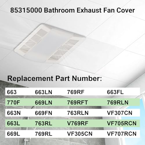 Tapa de ventilador de baño 85315000, rejilla y lente de reemplazo para extractores Br-oan-Nut-one modelos 663, 663N, 663FL, 663L, 663LN, 669L, 669LN, 669FN, 763RL, 763RLN, 770F, 769RL miniatura 5