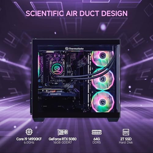 Image of MLOONG Gaming PC i9-14900KF (24 Cores, 6.0GHz), RTX 5080 16GB GDDR7, 64GB DDR5 RAM (6000MHz), 2TB Gen4 NVMe SSD, 360mm AIO Cooler, Win11 Home, 850W PSU, WiFi